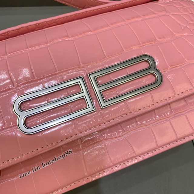 Balenciaga專櫃爆款大號鱷魚粉肩背包 巴黎世家新款Gossip bag斜挎包 fyj1297